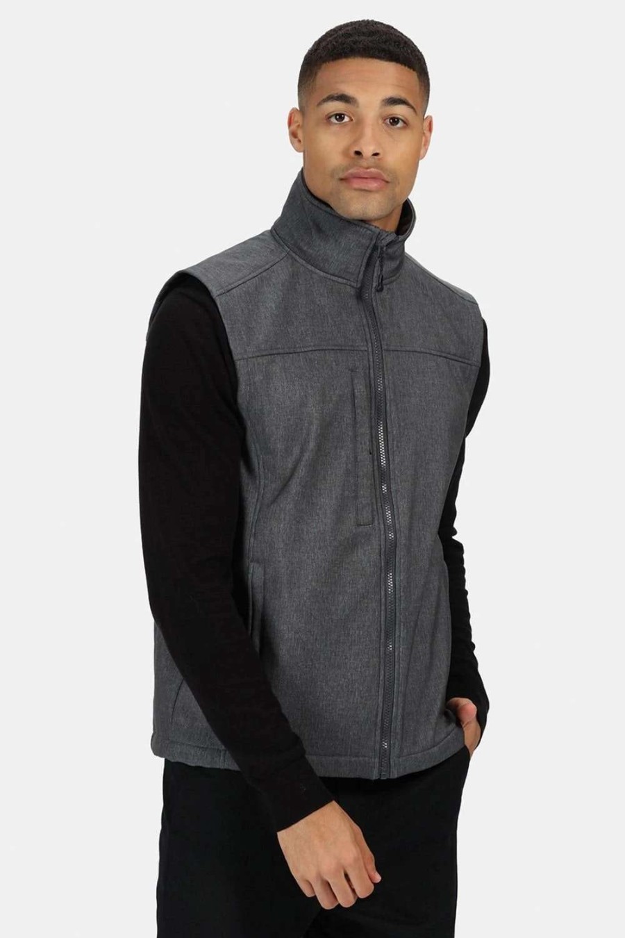 Coats, Jackets & Blazers * | Regatta Mens Flux Softshell Body Warmer Seal Grey Marl