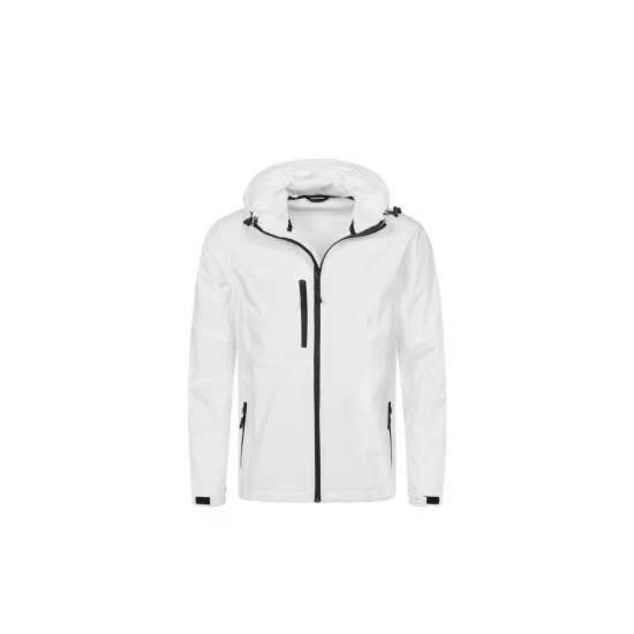 Coats, Jackets & Blazers * | Stedman Active Mens Active Softest Shell Hooded Jacket ( ) Coats, Jackets & Blazers White