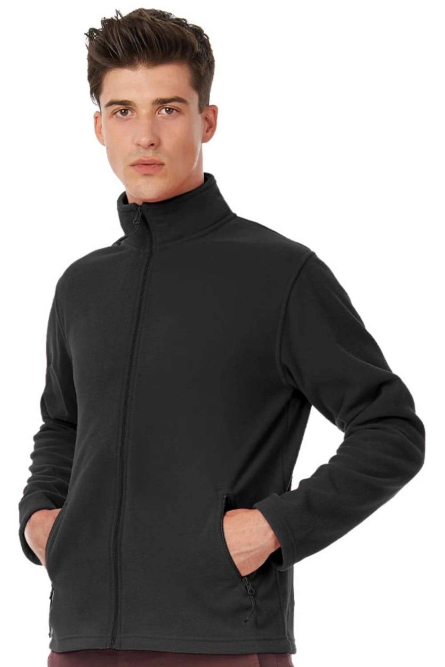 Coats, Jackets & Blazers * | B&C B&C Collection Mens Id 501 Microfleece Jacket ( ) Black