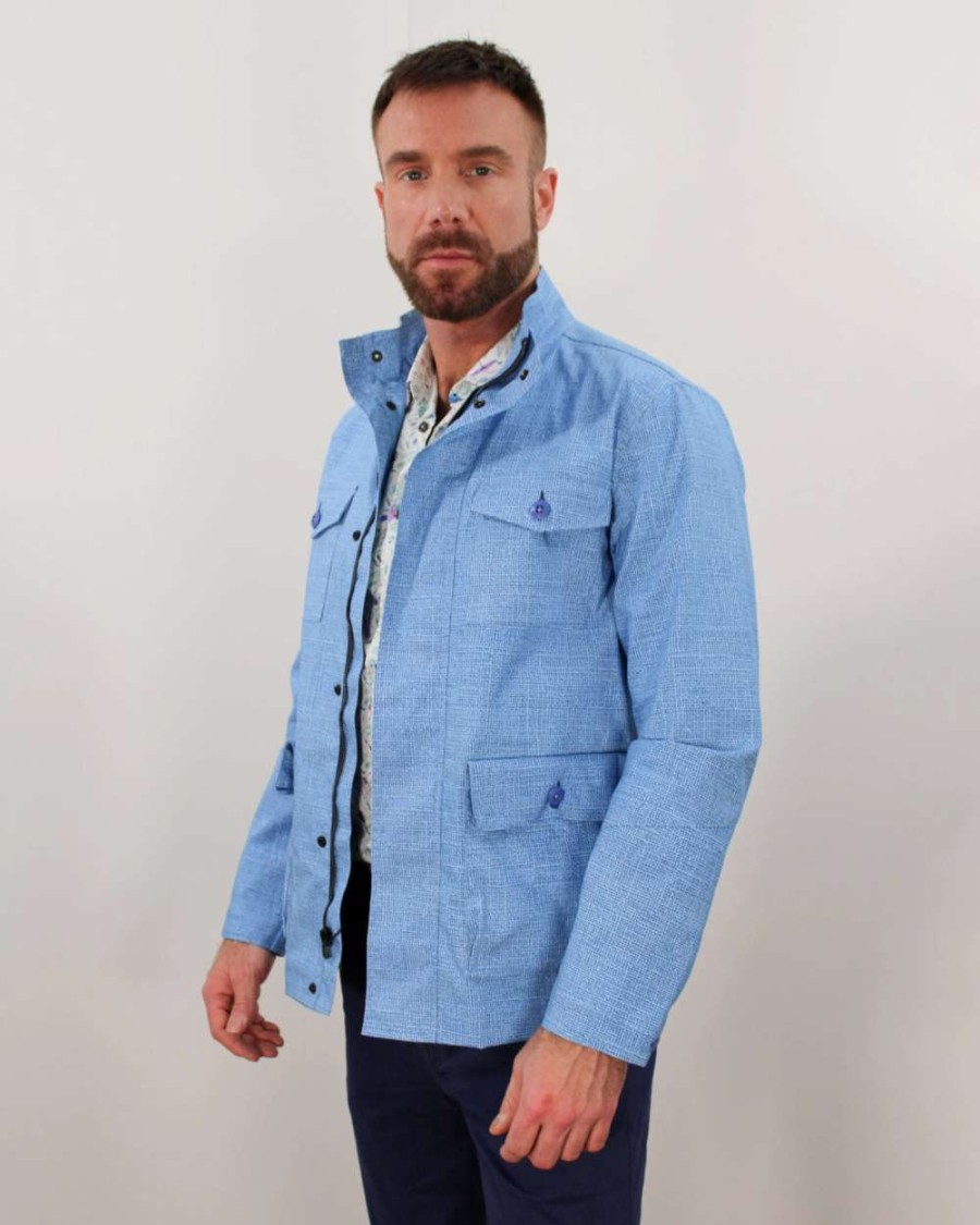 Coats, Jackets & Blazers * | Lords Of Harlech Of Harlech Mission Burlap Jacket Blue