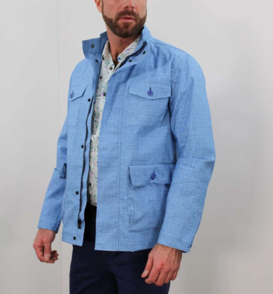 Coats, Jackets & Blazers * | Lords Of Harlech Of Harlech Mission Burlap Jacket Blue