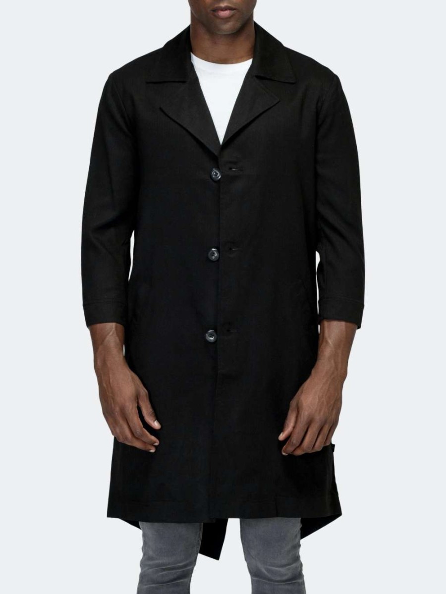 Coats, Jackets & Blazers * | Konus Men'S 3/4 Sleeve Fish Tail Coat In Black