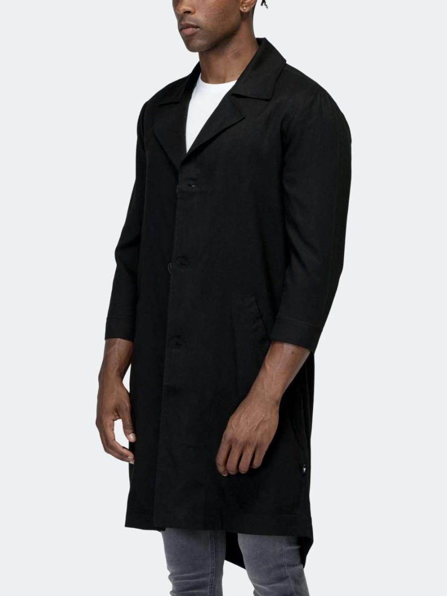 Coats, Jackets & Blazers * | Konus Men'S 3/4 Sleeve Fish Tail Coat In Black