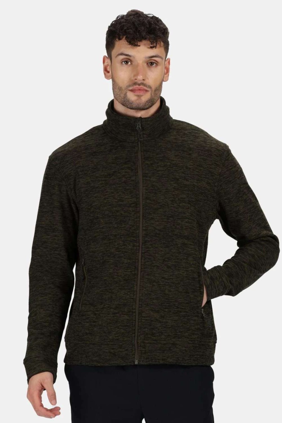 Coats, Jackets & Blazers * | Regatta Mens Thornly Full Zip Fleece Dark Khaki Marl