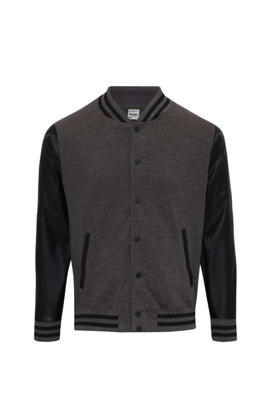 Coats, Jackets & Blazers * | Awdis Hoods Mens Letterman Jacket ( ) Charcoal/Jet Black