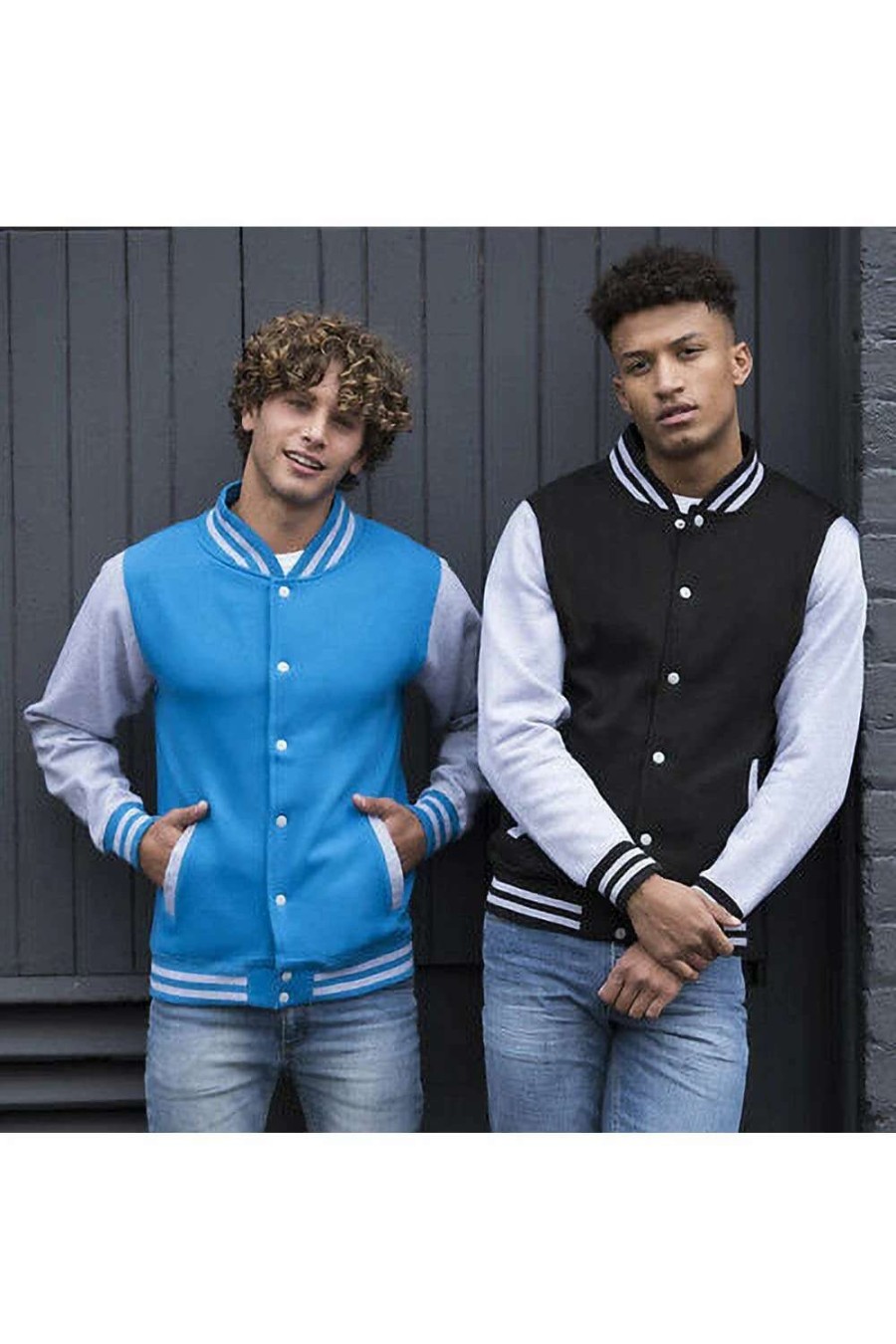 Coats, Jackets & Blazers * | Awdis Unisex Varsity Jacket ( ) Jet Black / White