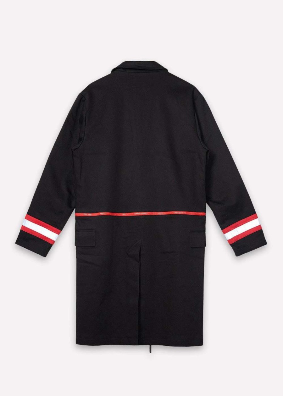 Coats, Jackets & Blazers * | Konus Men'S Twill Coat With Reflective Tape In Black