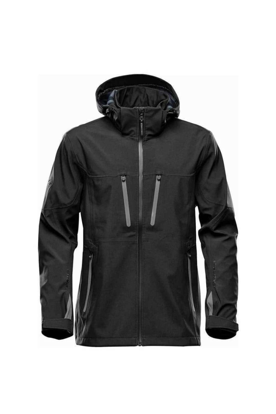 Coats, Jackets & Blazers * | Stormtech Mens Patrol Hooded Soft Shell Jacket ( ) Black/Carbon