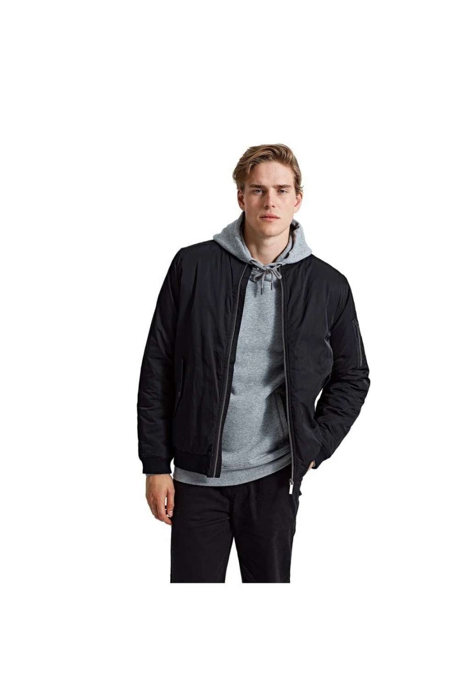 Coats, Jackets & Blazers * | Asquith & Fox Mens Padded Bomber Jacket ( ) Black