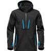 Coats, Jackets & Blazers * | Stormtech Mens Patrol Hooded Soft Shell Jacket ( ) Black/Electric Blue