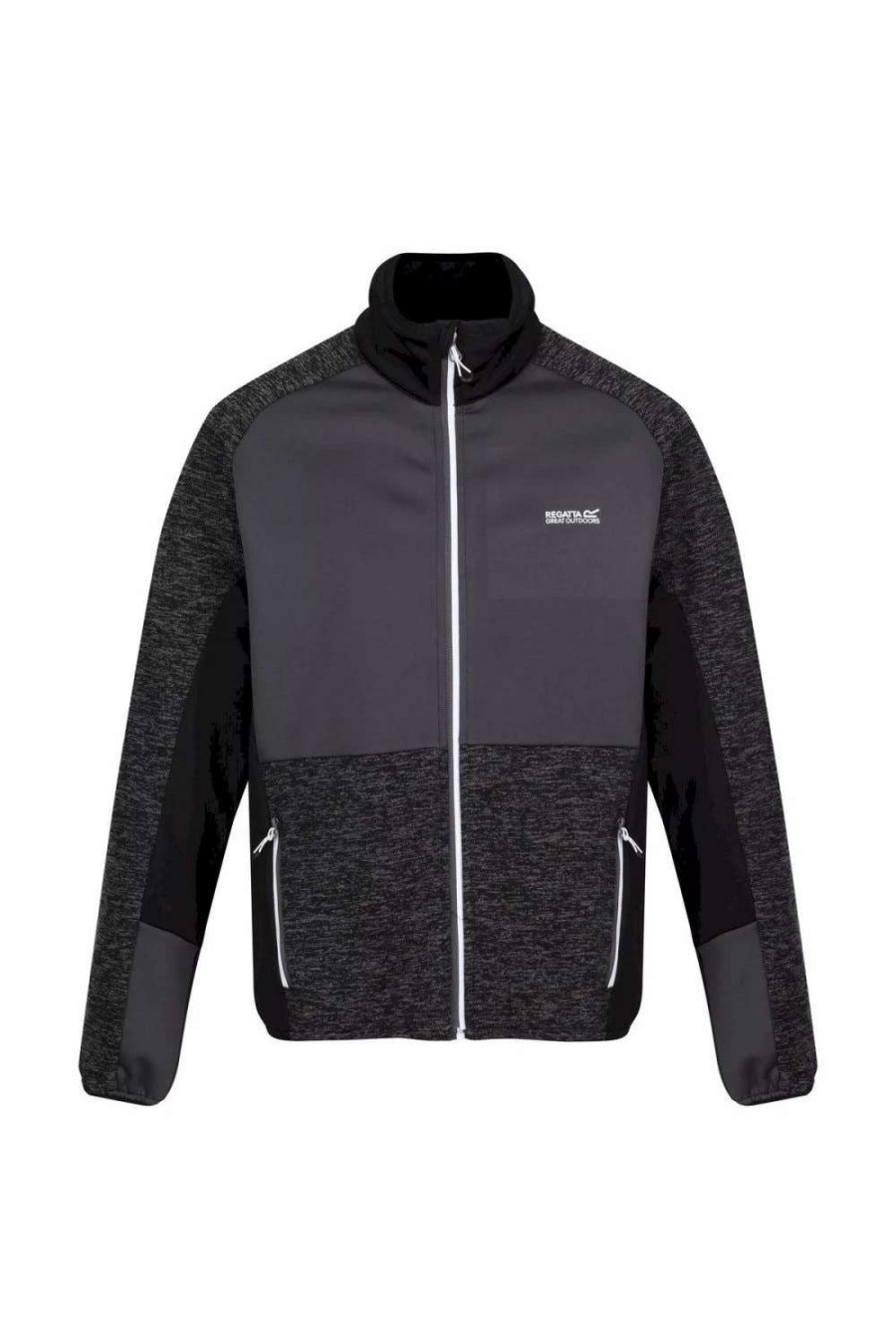 Coats, Jackets & Blazers * | Regatta Mens Coladane Iv Full Zip Fleece Jacket Black/Dark Grey