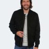 Coats, Jackets & Blazers * | Px Austin Suede Cargo Bomber Jacket Black