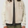 Coats, Jackets & Blazers * | Hudson Jeans Bomber Varsity Jacket Cream