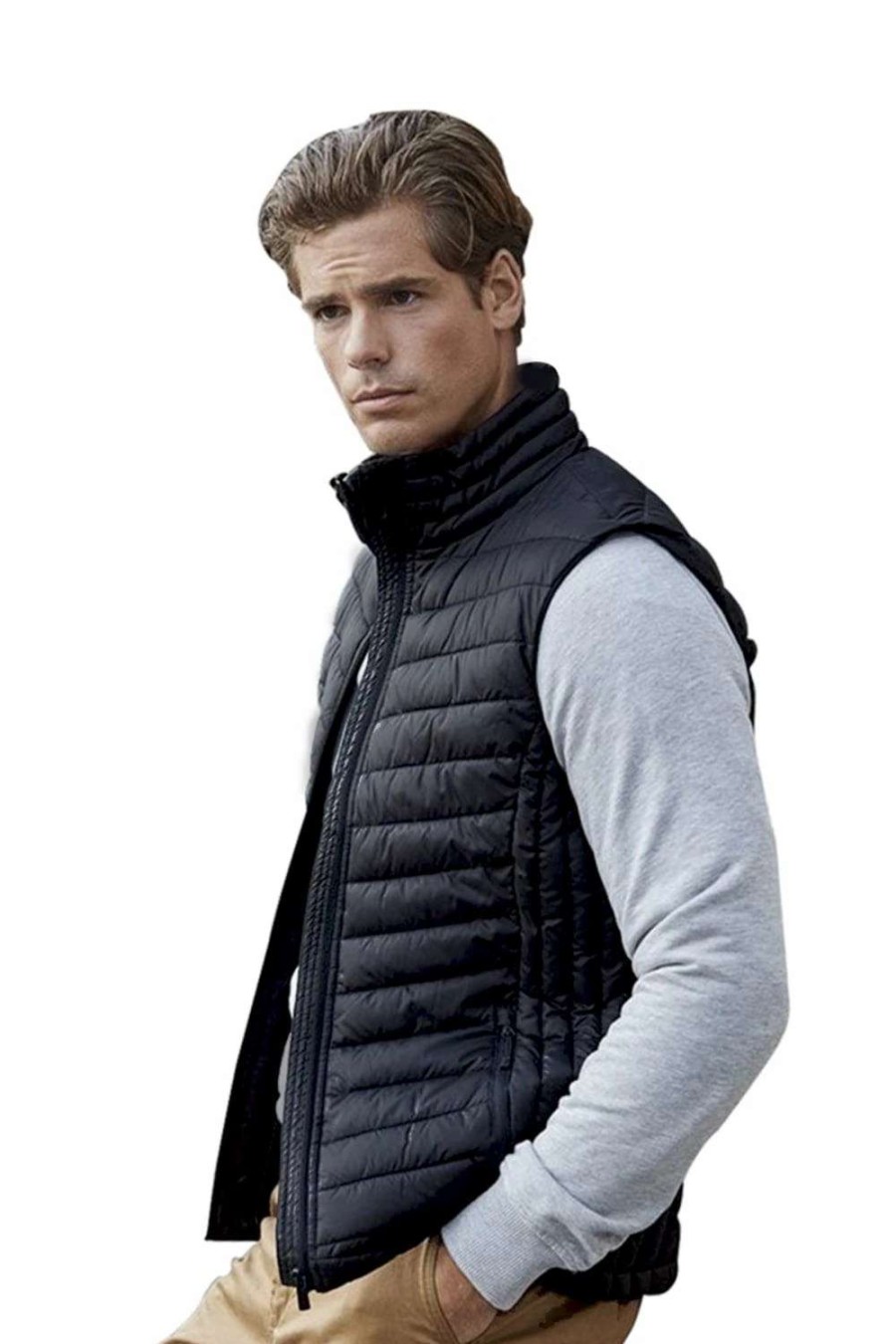 Coats, Jackets & Blazers * | Tee Jays Mens Padded Zeppelin Vest Jacket / Gilet ( ) Black