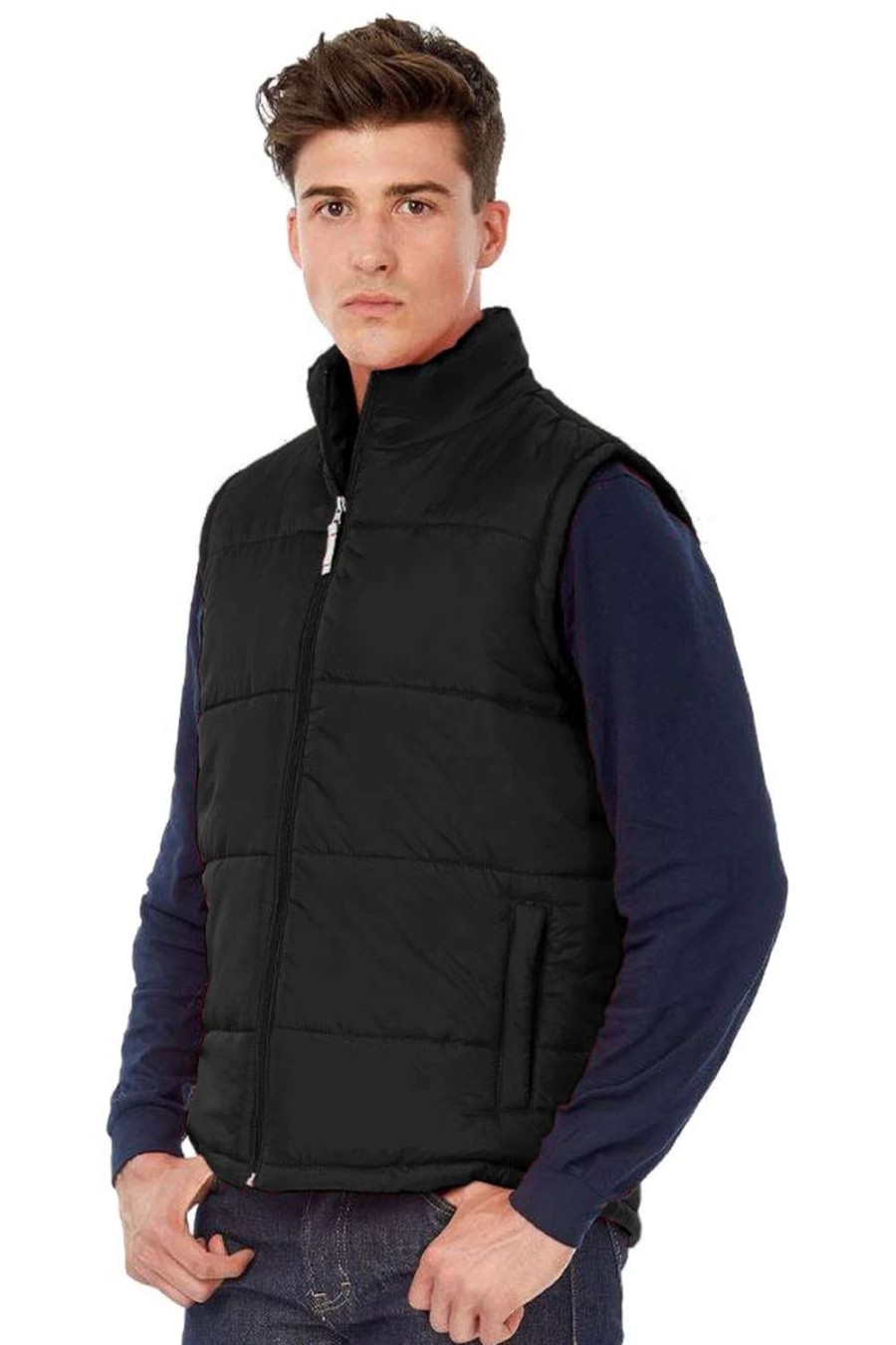 Coats, Jackets & Blazers * | B&C B&C Mens Full Zip Waterproof Bodywarmer/Gilet ( ) Black