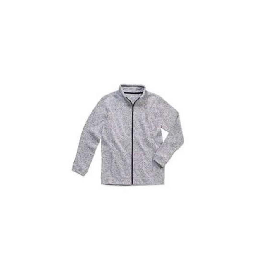 Coats, Jackets & Blazers * | Stedman Active Mens Active Knitted Fleece ( ) Coats, Jackets & Blazers Light Gray Melange