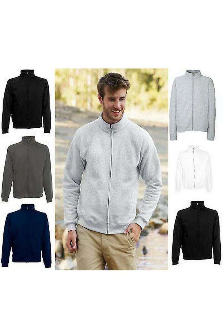 Coats, Jackets & Blazers * | Of The Loom Fruit Of The Loom Mens Premium 70/30 Full Zip Sweatshirt Jacket ( ) Heather Grey