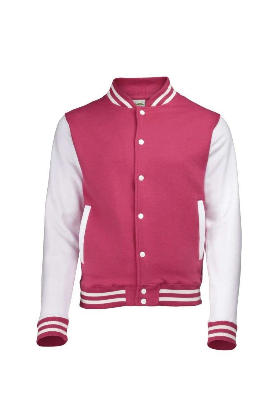 Coats, Jackets & Blazers * | Awdis Unisex Varsity Jacket Hot Pink / White