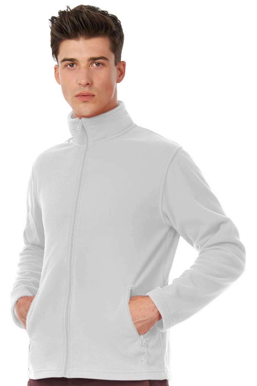 Coats, Jackets & Blazers * | B&C B&C Collection Mens Id 501 Microfleece Jacket ( ) White