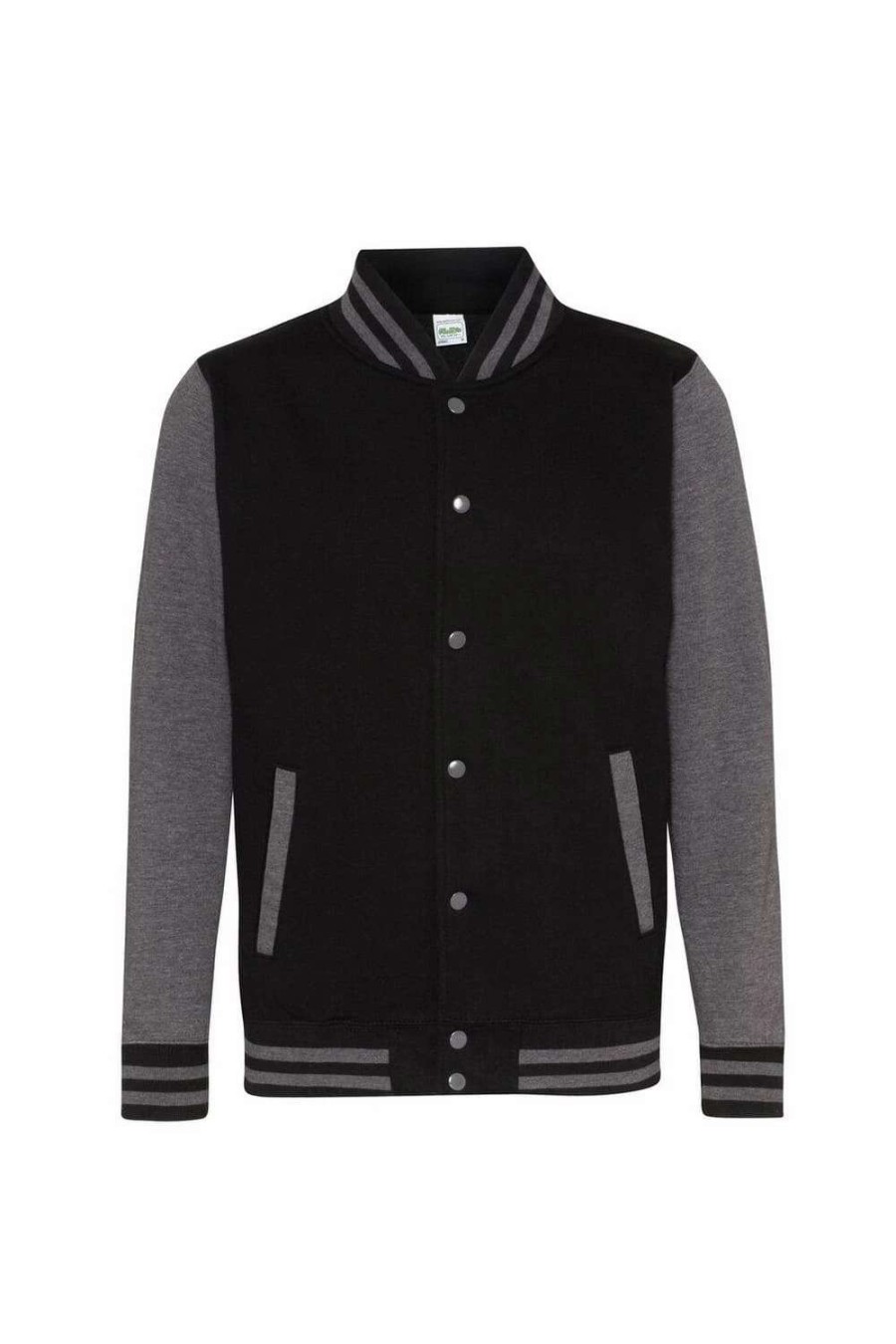 Coats, Jackets & Blazers * | Awdis Unisex Varsity Jacket ( ) Jet Black/ Charcoal