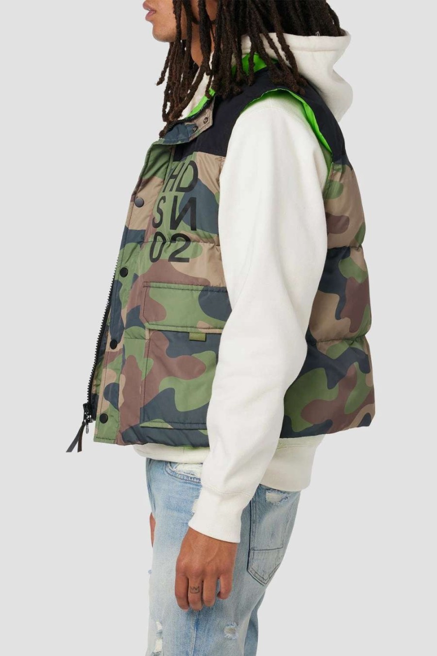 Coats, Jackets & Blazers * | Hudson Jeans Puffer Vest Camo