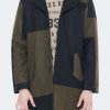 Coats, Jackets & Blazers * | Konus Men'S Geometric Panelled Wool Coat In Olive