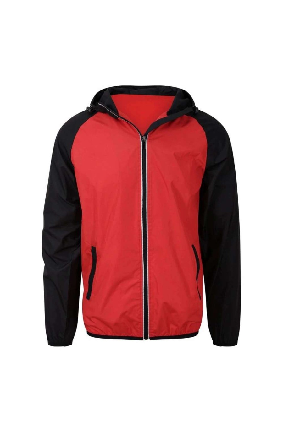 Coats, Jackets & Blazers * | Awdis Just Cool Mens Contrast Windshield Jacket Fire Red/Jet Black