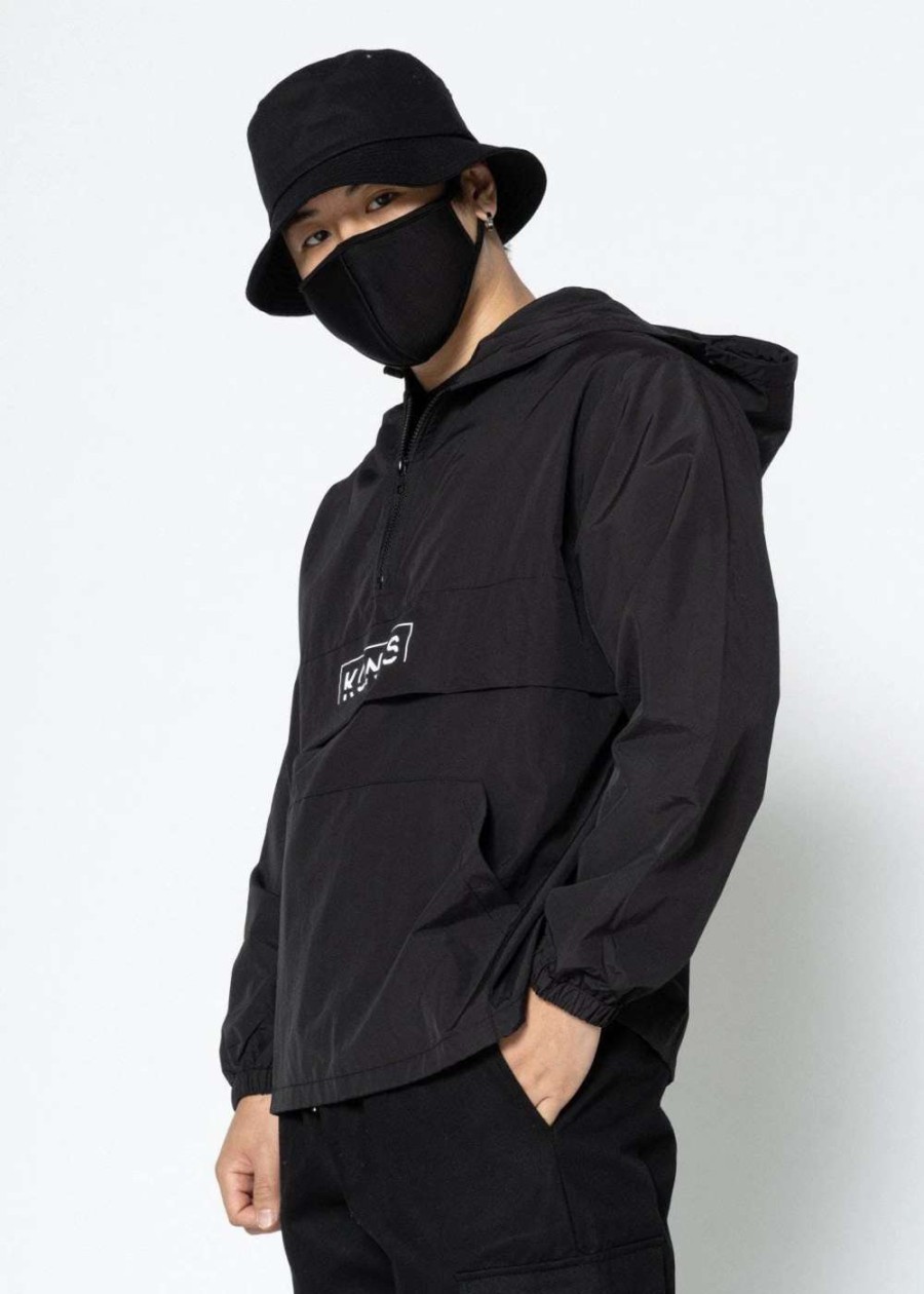 Coats, Jackets & Blazers * | Konus Men'S Essential Logo Anorak In Black