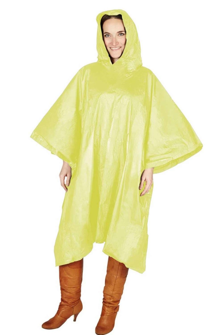 Coats, Jackets & Blazers * | Universal Textiles Hooded Plastic Reusable Poncho ( ) Yellow