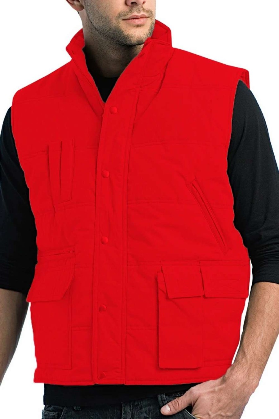 Coats, Jackets & Blazers * | B&C B&C Mens Explorer Full Zip Water Repellent Bodywarmer/Gilet ( ) Red