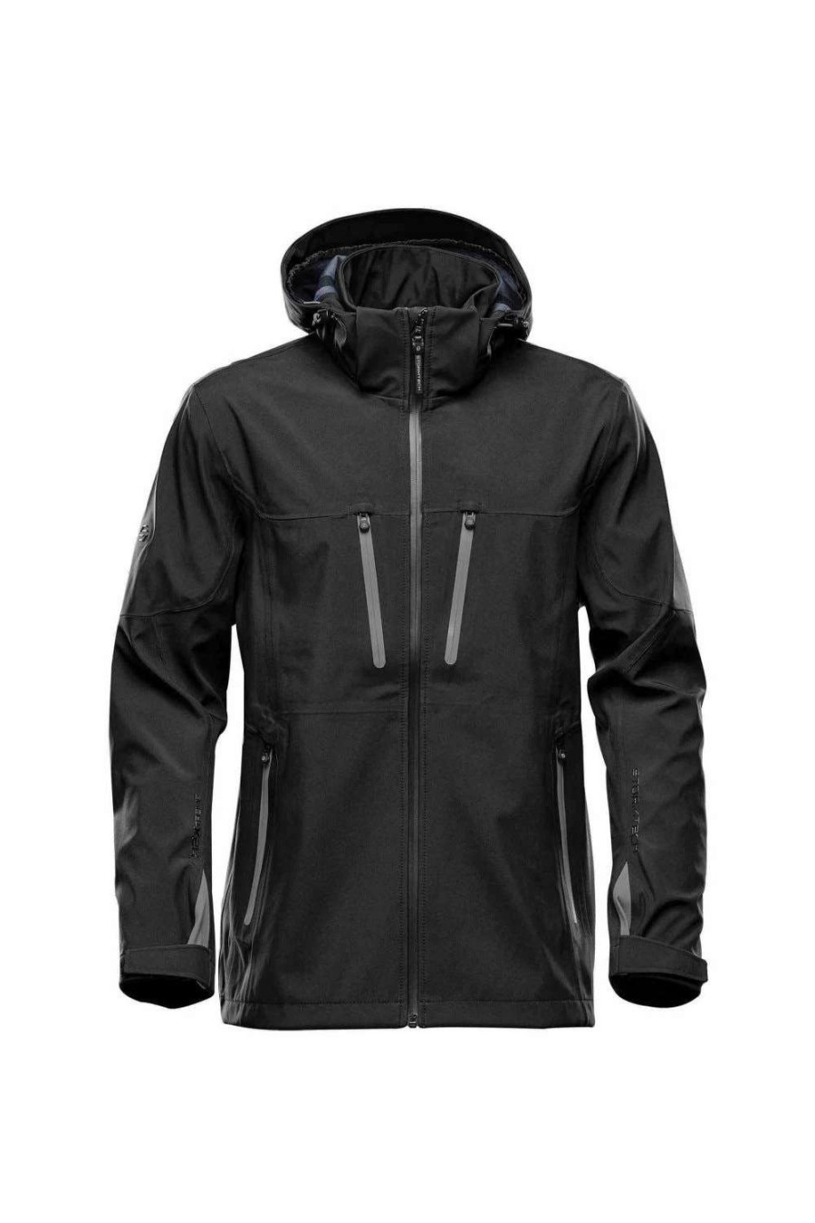 Coats, Jackets & Blazers * | Stormtech Mens Patrol Hooded Soft Shell Jacket ( ) Black/Carbon