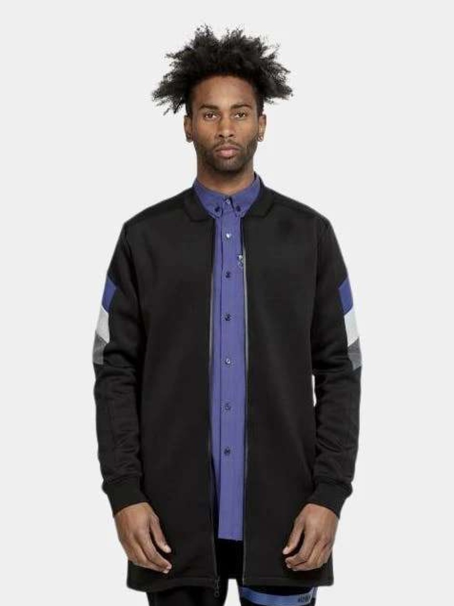 Coats, Jackets & Blazers * | Konus Long Scuba Bomber Jacket In Black