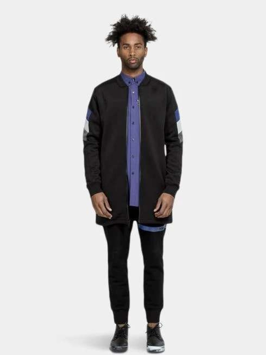 Coats, Jackets & Blazers * | Konus Long Scuba Bomber Jacket In Black