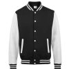 Coats, Jackets & Blazers * | Awdis Unisex Varsity Jacket ( ) Jet Black/ Heather Gray