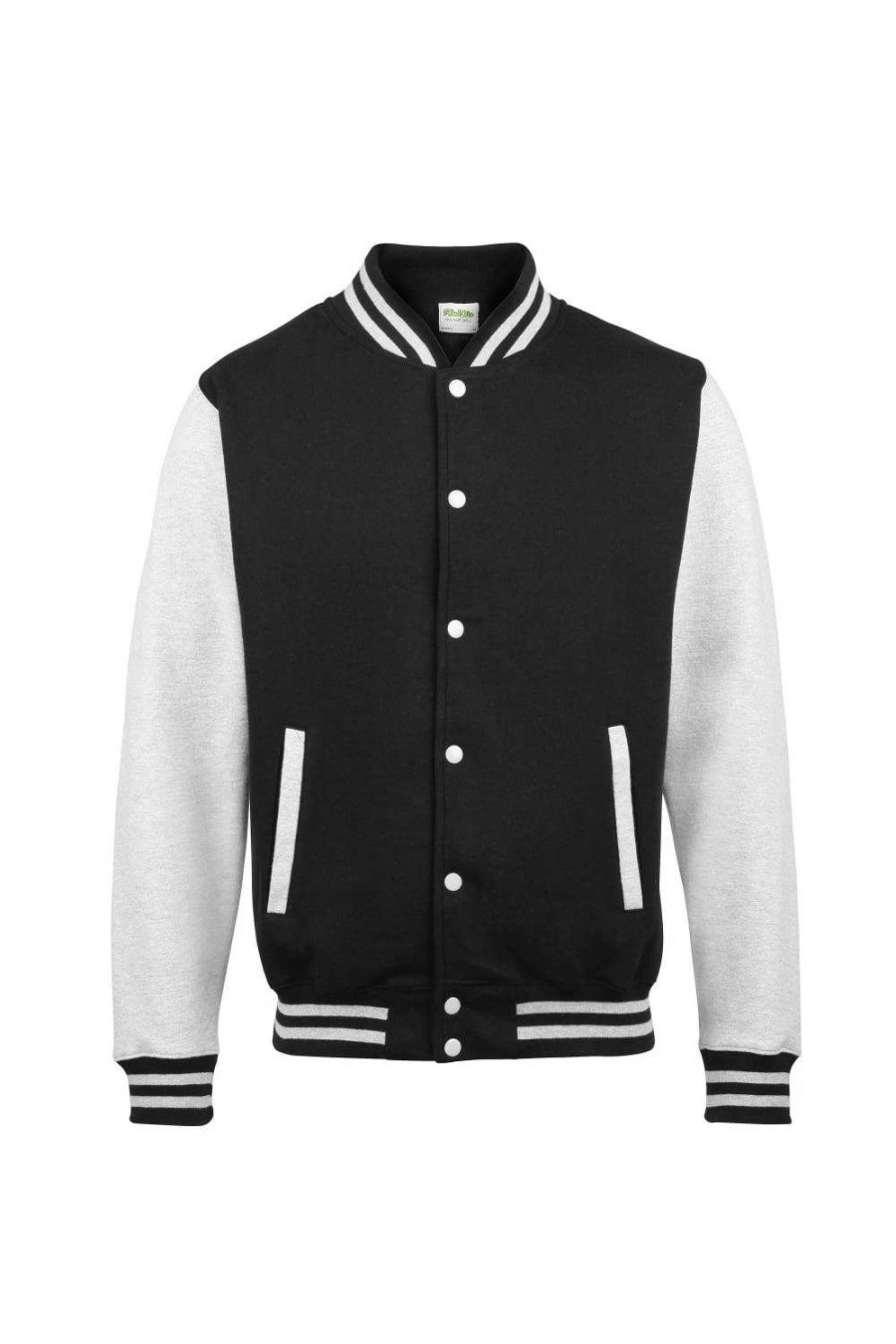 Coats, Jackets & Blazers * | Awdis Unisex Varsity Jacket ( ) Jet Black/ Heather Gray