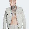 Coats, Jackets & Blazers * | Konus Men'S Frayed Cuffs Denim Trucker Jacket Khaki