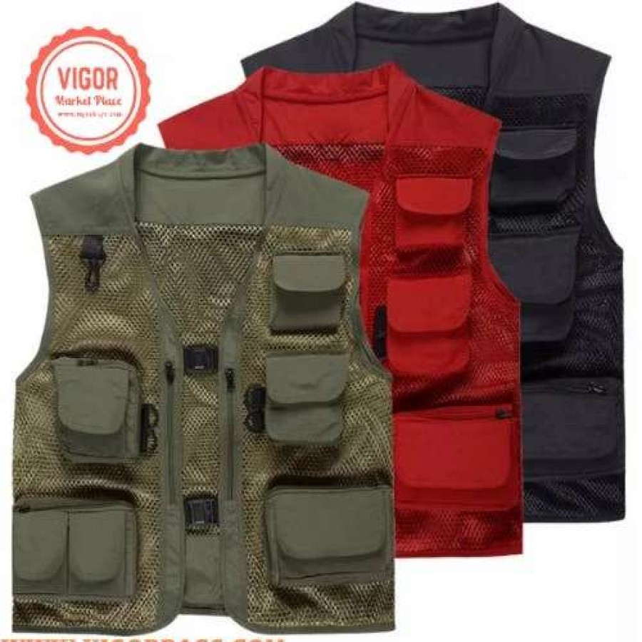 Coats, Jackets & Blazers * | Vigor Comfort Vest Safari Fishing Travel Photo Cargo Vest Jacket Multi Pockets