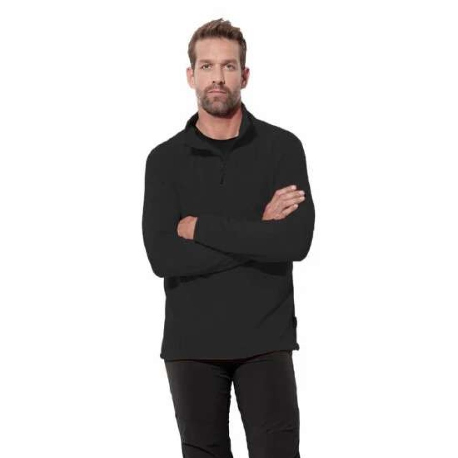 Coats, Jackets & Blazers * | Stedman Active Mens Active Half Zip Fleece ( ) Coats, Jackets & Blazers Black Opal