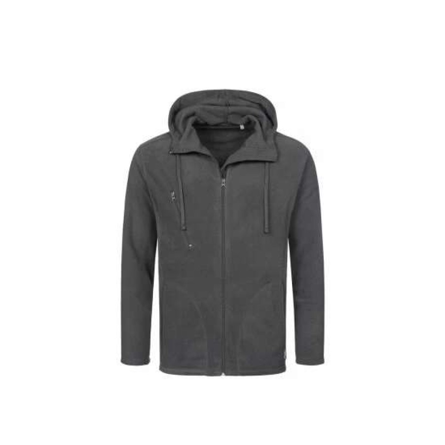 Coats, Jackets & Blazers * | Stedman Active Mens Active Hooded Fleece Jacket ( ) Coats, Jackets & Blazers Gray Steel