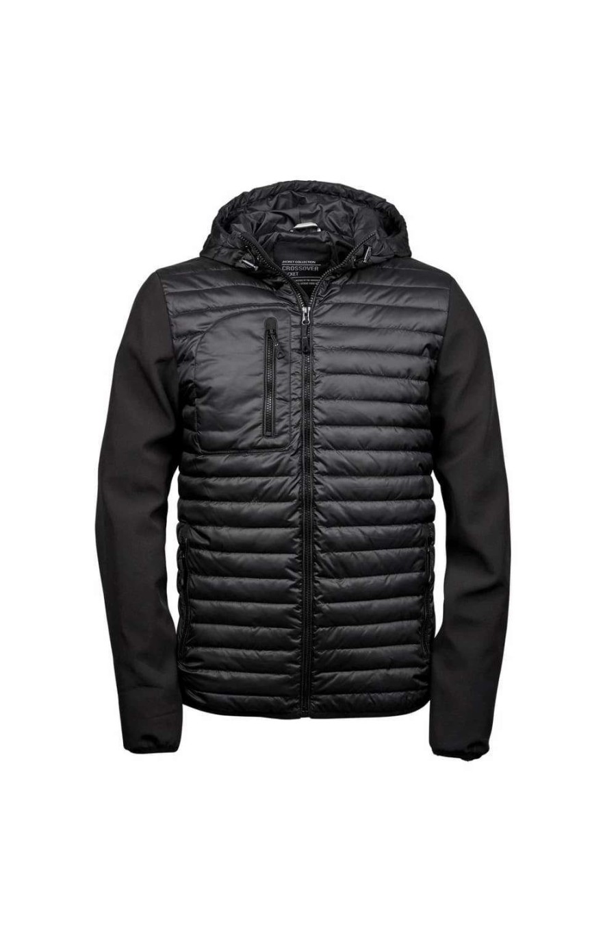 Coats, Jackets & Blazers * | Tee Jays Jays Mens Hooded Full Zip Crossover Jacket ( ) Black