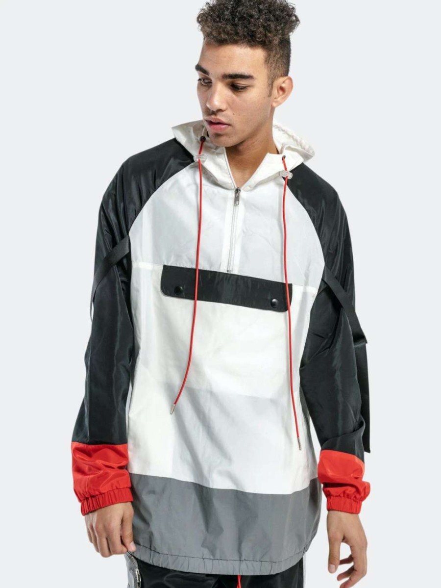 Coats, Jackets & Blazers * | Konus Blank State Men'S Glow In The Dark Anorak In White