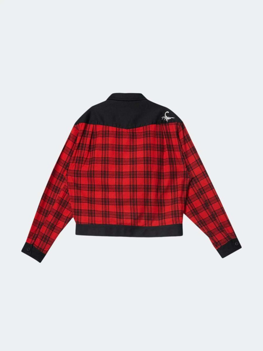 Coats, Jackets & Blazers * | Konus Men'S Plaid Shirt Jacket In Red