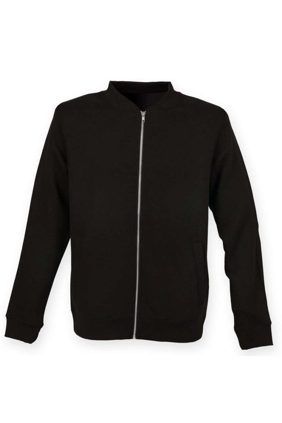 Coats, Jackets & Blazers * | Skinni Fit Fit Mens Full Zip Plain Bomber Jacket ( ) Black