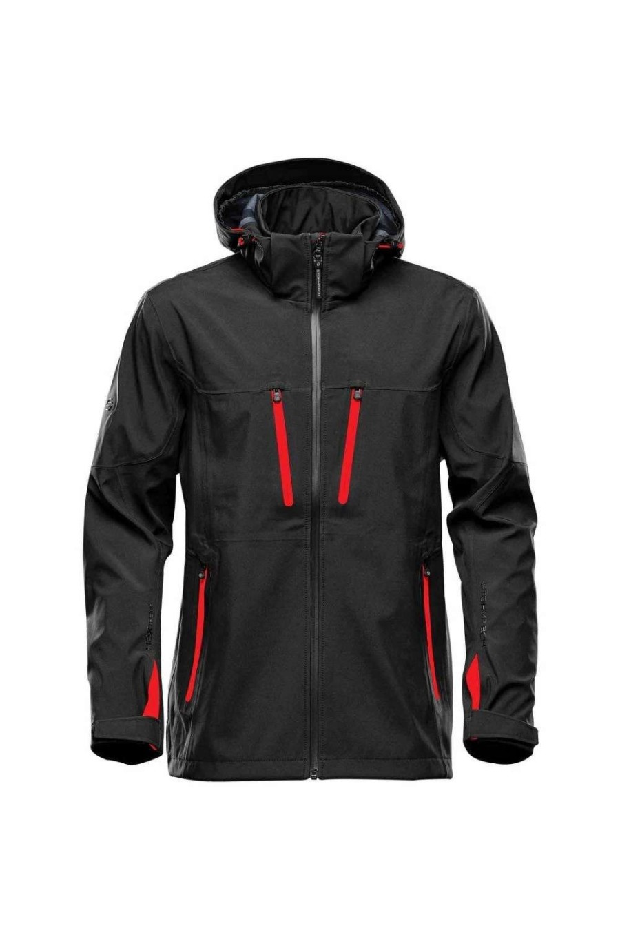 Coats, Jackets & Blazers * | Stormtech Mens Patrol Hooded Soft Shell Jacket ( ) Black/Bright Red