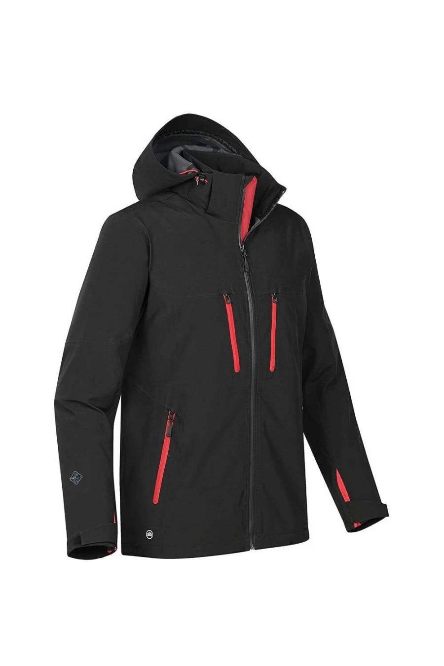 Coats, Jackets & Blazers * | Stormtech Mens Patrol Hooded Soft Shell Jacket ( ) Black/Bright Red