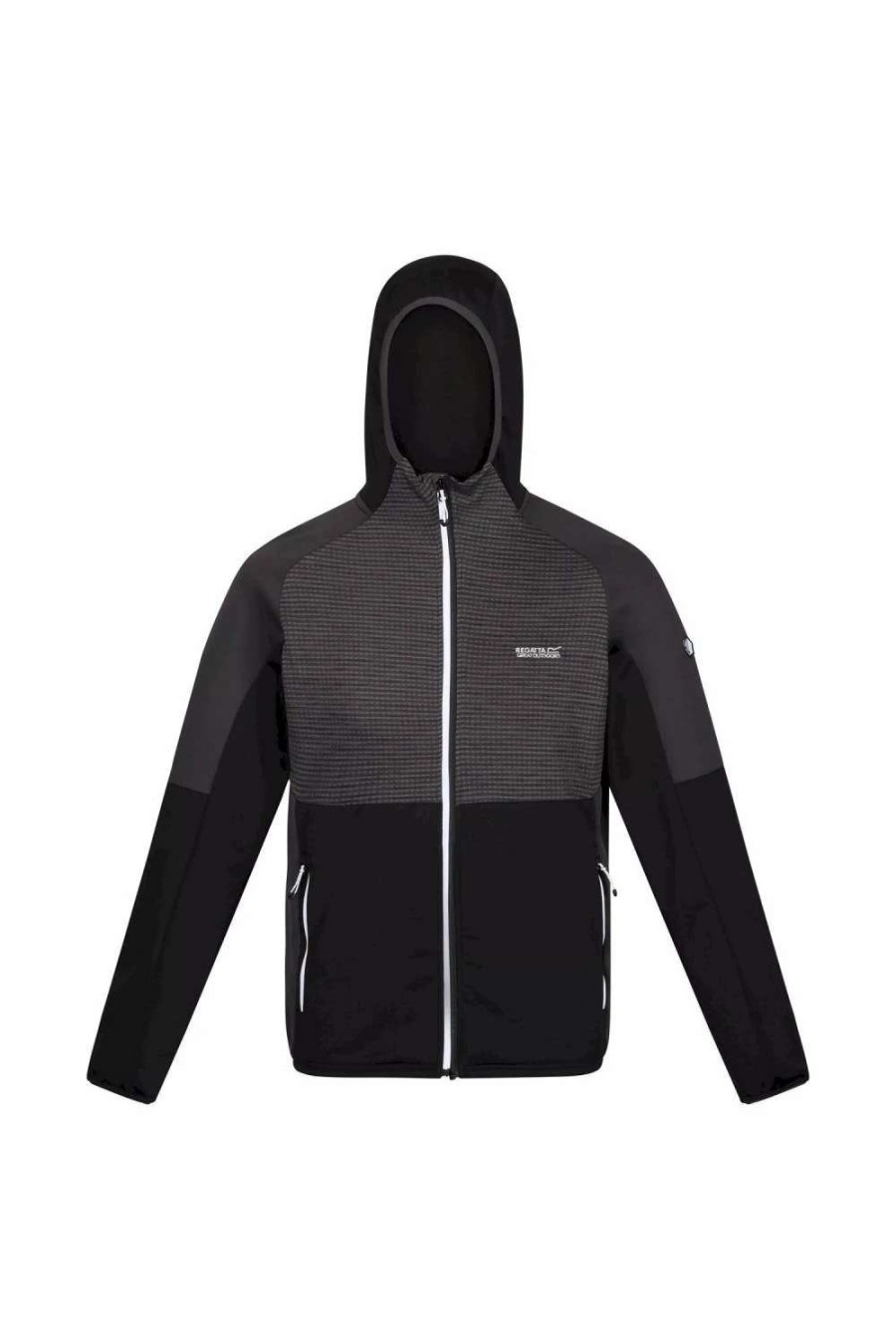 Coats, Jackets & Blazers * | Regatta Mens Attare Hooded Soft Shell Jacket Black/Dark Grey