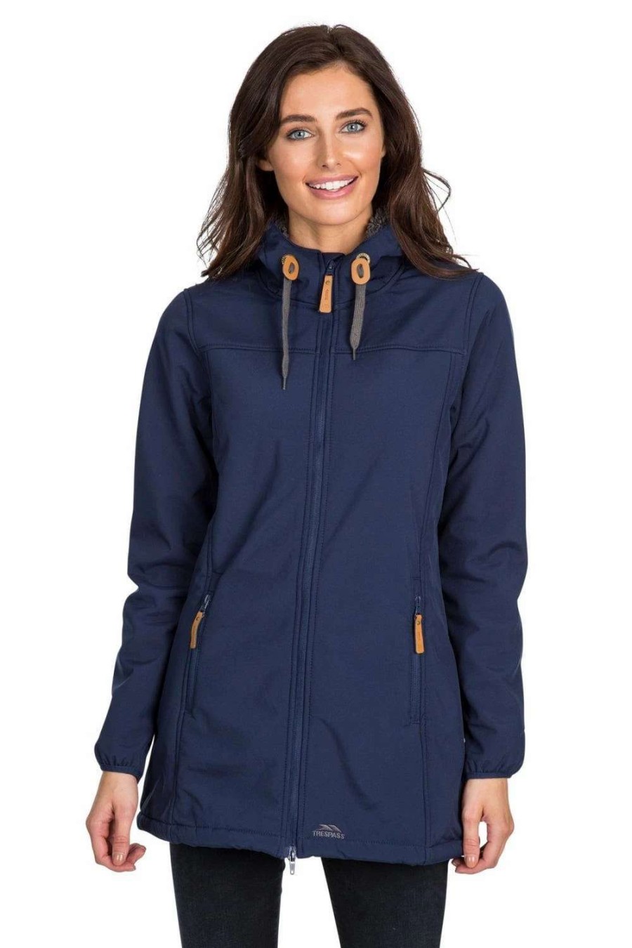 Coats, Jackets & Blazers * | Trespass Womens/Ladies Kristen Longer Length Hooded Waterproof Jacket Navy