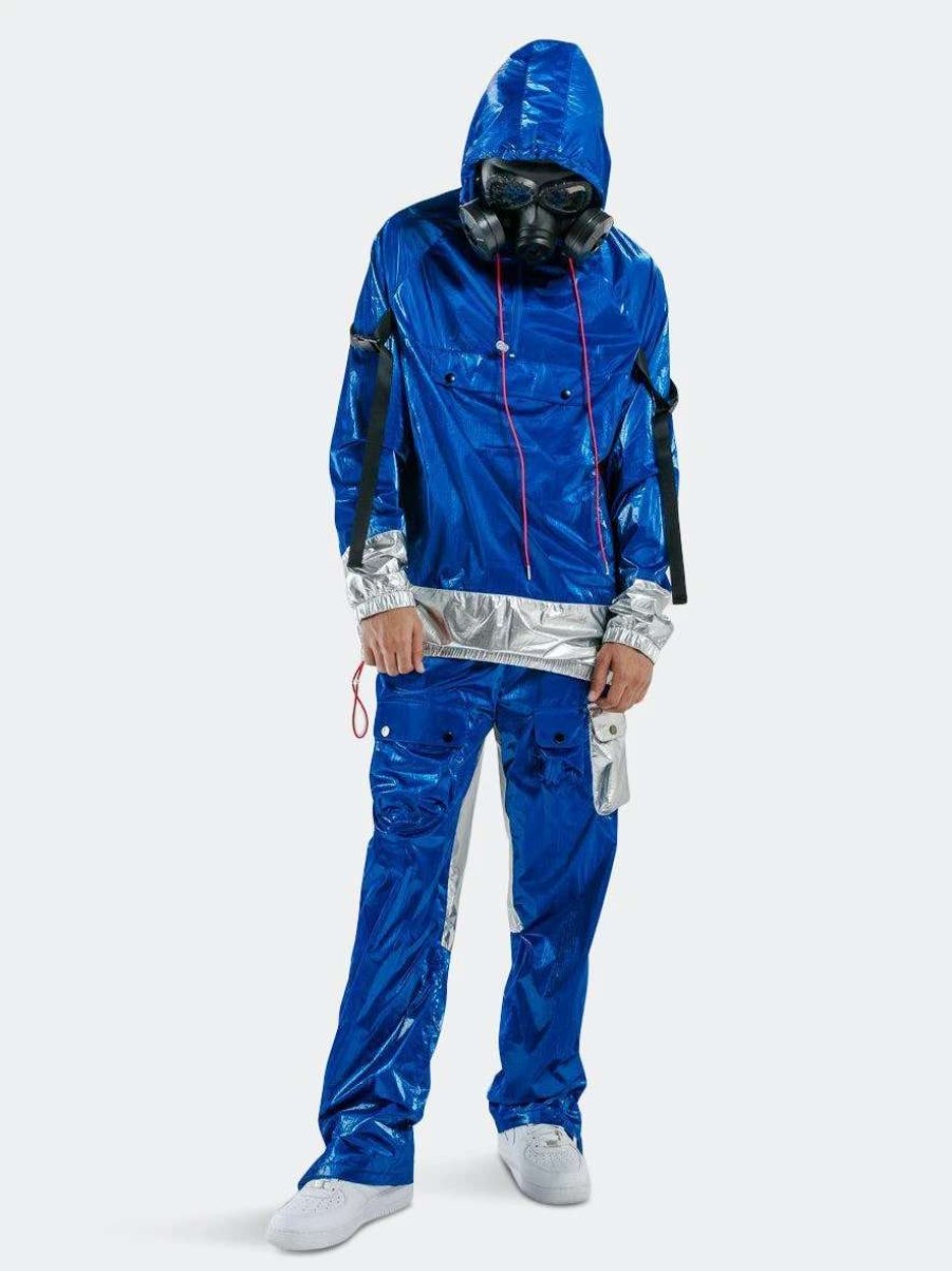 Coats, Jackets & Blazers * | Konus Blank State Men'S Radiation Anorak In Metallic Blue