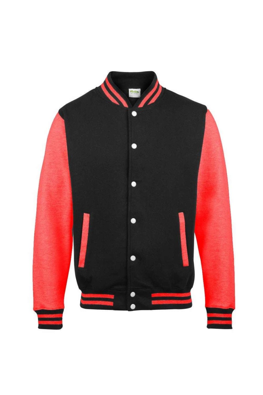 Coats, Jackets & Blazers * | Awdis Unisex Varsity Jacket ( ) Jet Black/ Fire Red