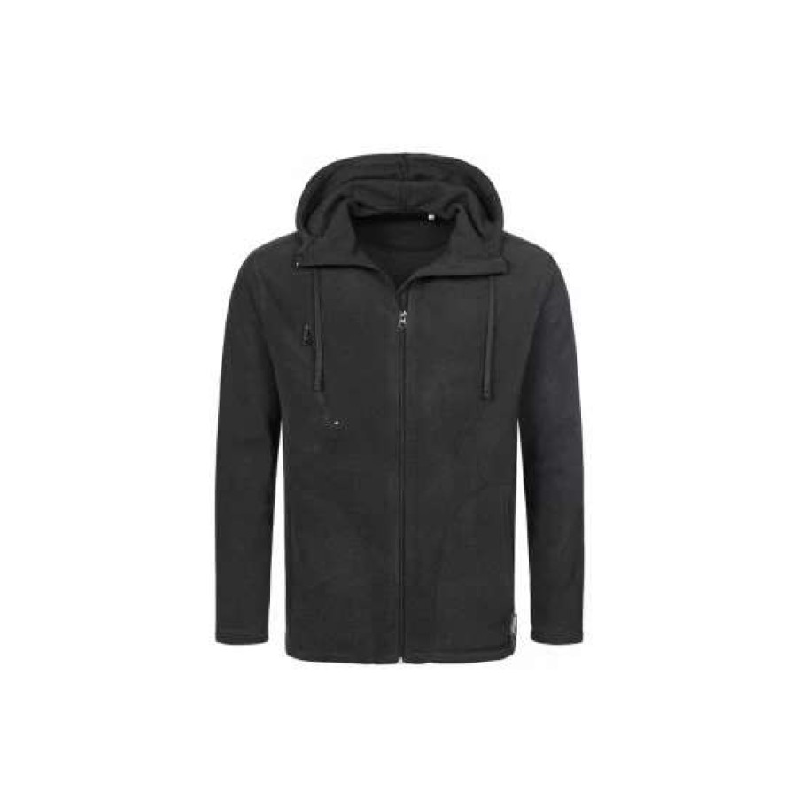 Coats, Jackets & Blazers * | Stedman Active Mens Active Hooded Fleece Jacket ( ) Coats, Jackets & Blazers Black Opal